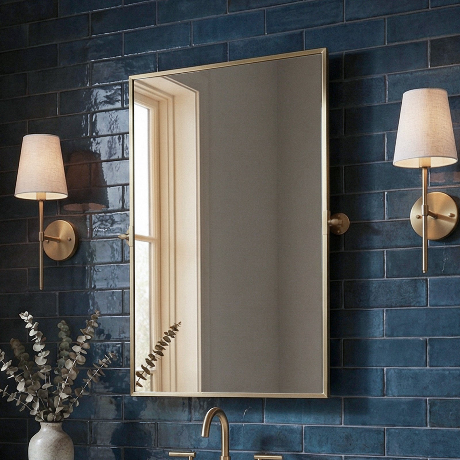 24X36 Pivot Mirror In Brass Brass Finish - DECOR by Joshua Marshal