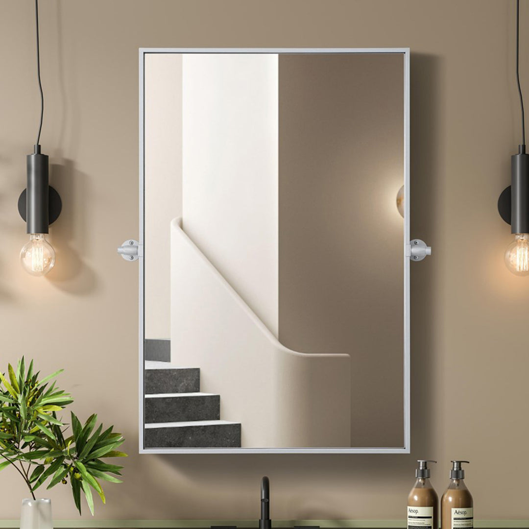 24X36 Pivot Mirror In Silver Silver Finish - DECOR by Joshua Marshal