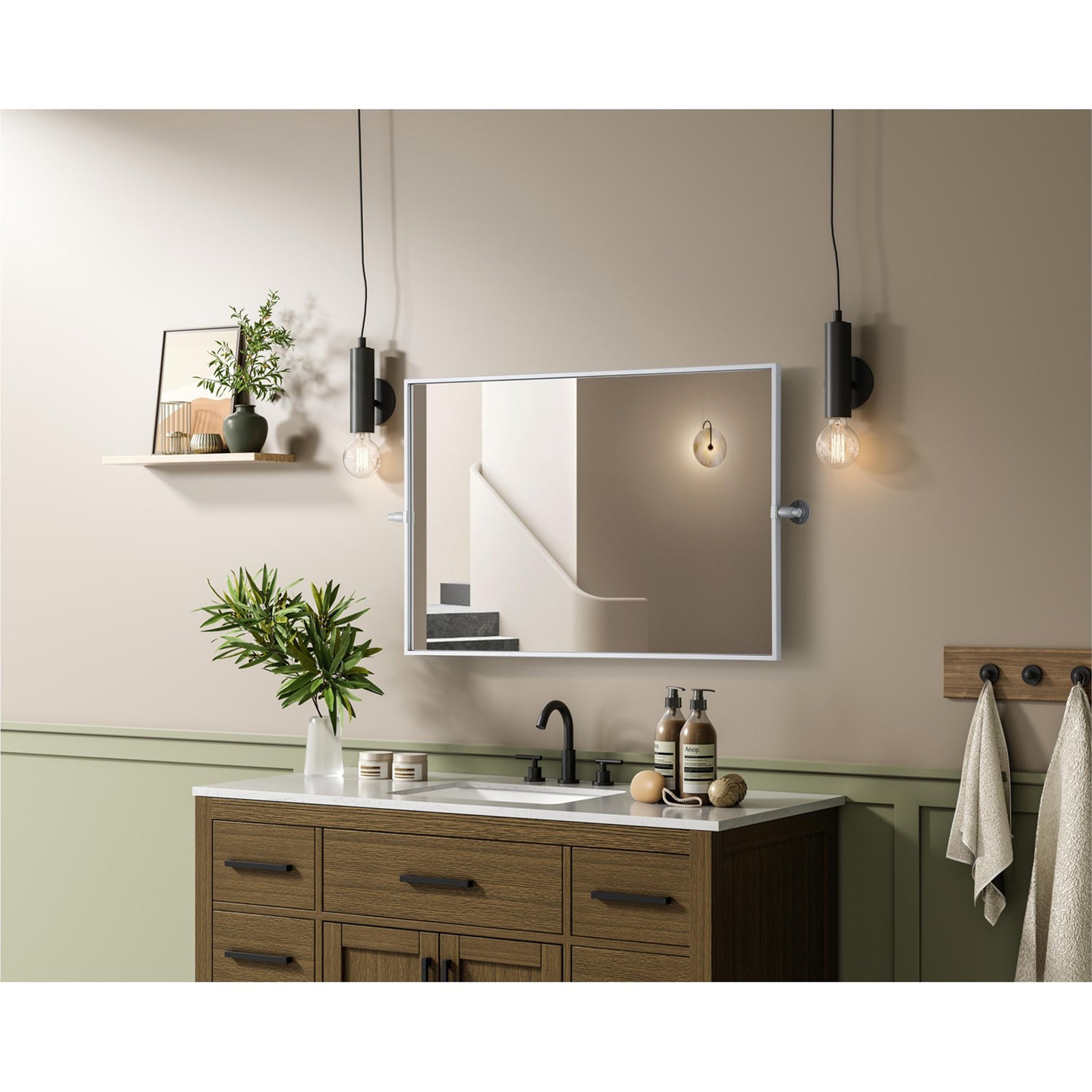 24X36 Pivot Mirror In Silver - View 2 - Joshua Marshal