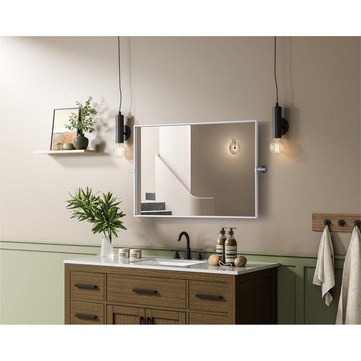 24X36 Pivot Mirror In Silver - View 2 - Joshua Marshal