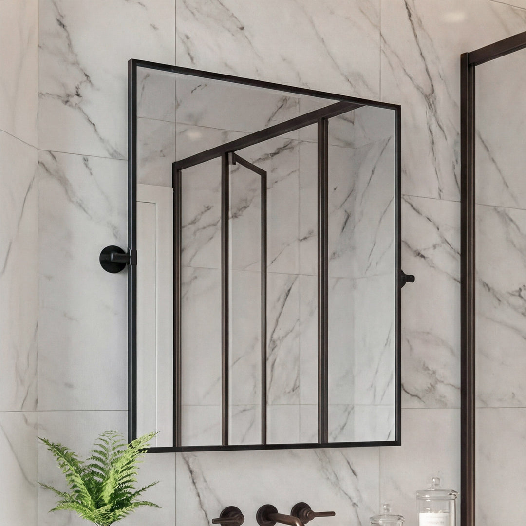 27X30 Pivot Mirror In Black Black Finish - DECOR by Joshua Marshal