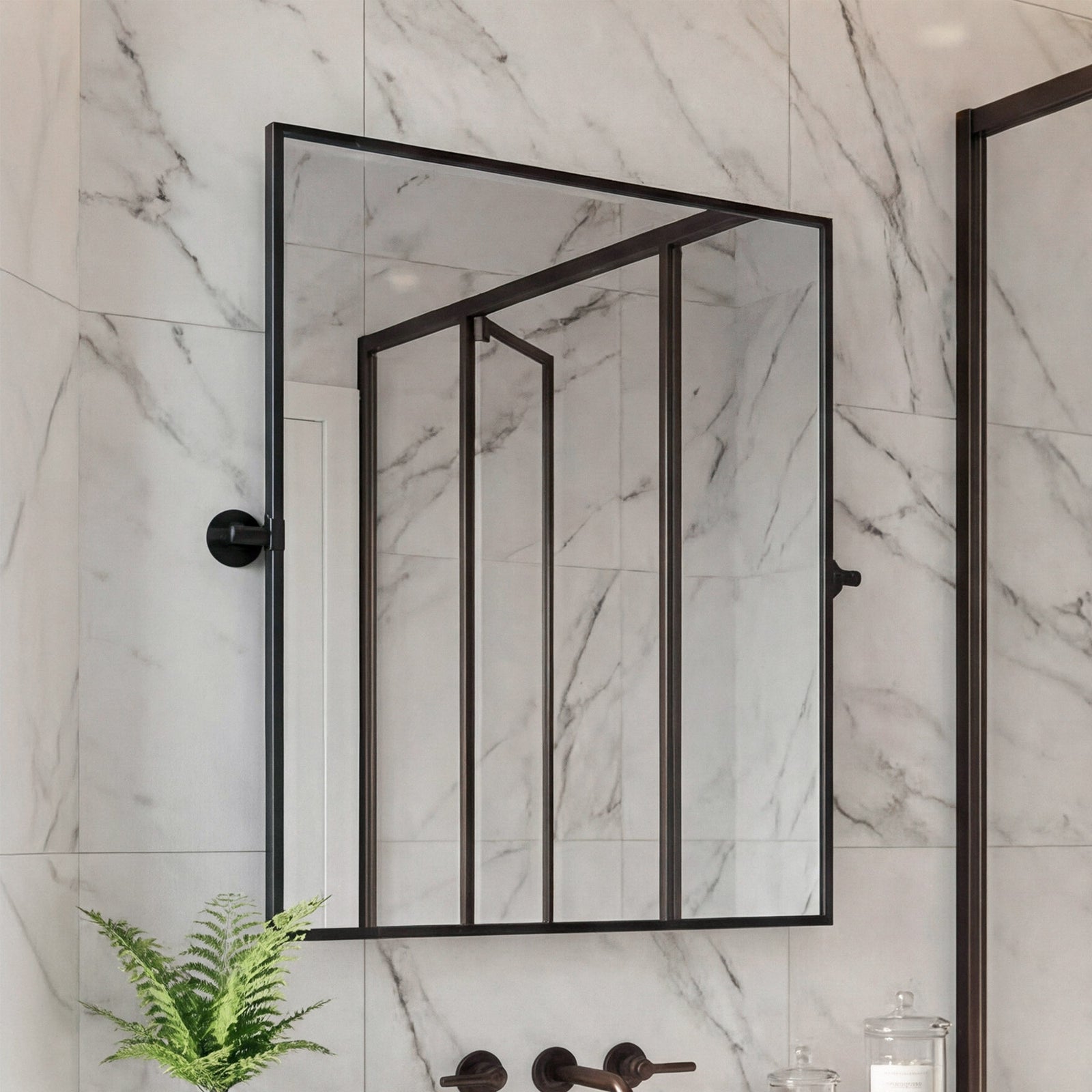 27X30 Pivot Mirror In Black Black Finish - DECOR by Joshua Marshal