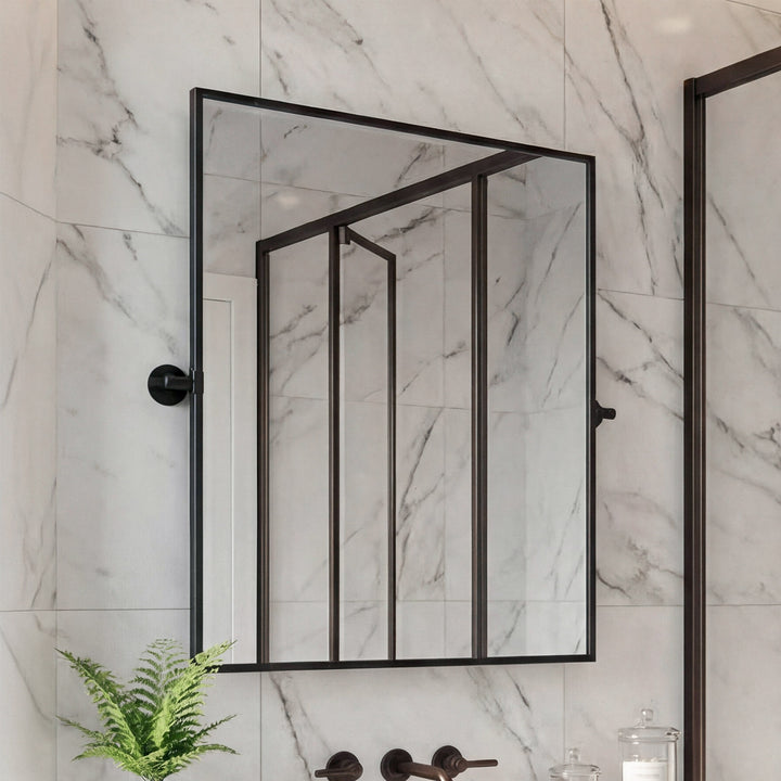 27X30 Pivot Mirror In Black Black Finish - DECOR by Joshua Marshal