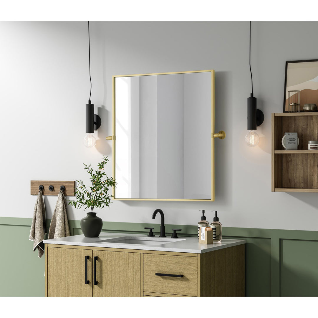 27X30 Pivot Mirror In Brass - View 2 - Joshua Marshal