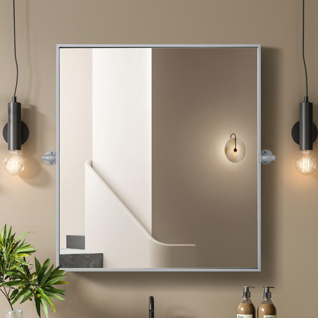 27X30 Pivot Mirror In Silver Silver Finish - DECOR by Joshua Marshal