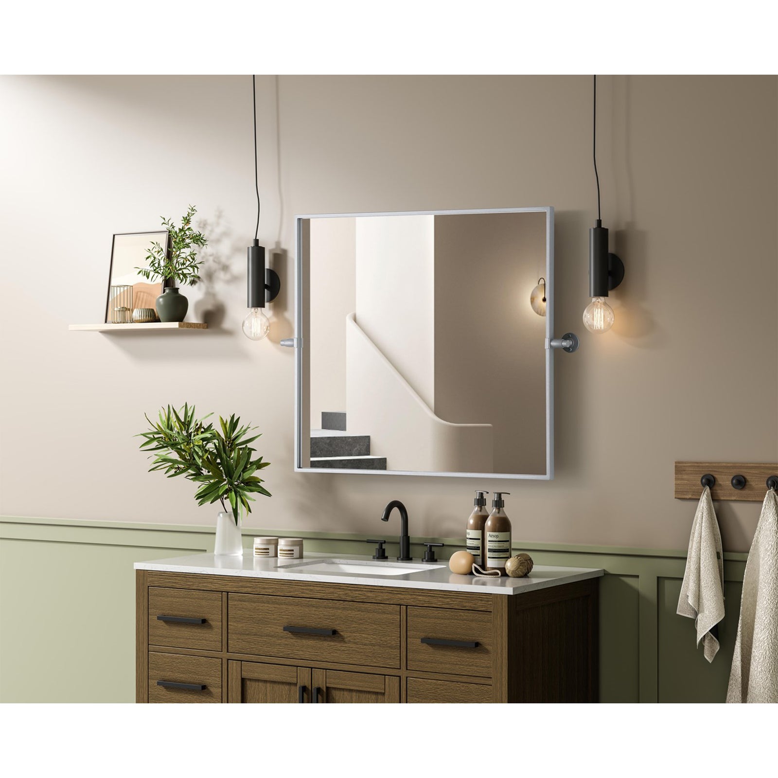 27X30 Pivot Mirror In Silver - View 2 - Joshua Marshal