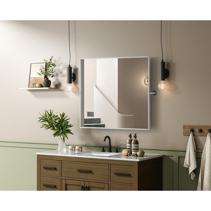 27X30 Pivot Mirror In Silver - View 2 - Joshua Marshal