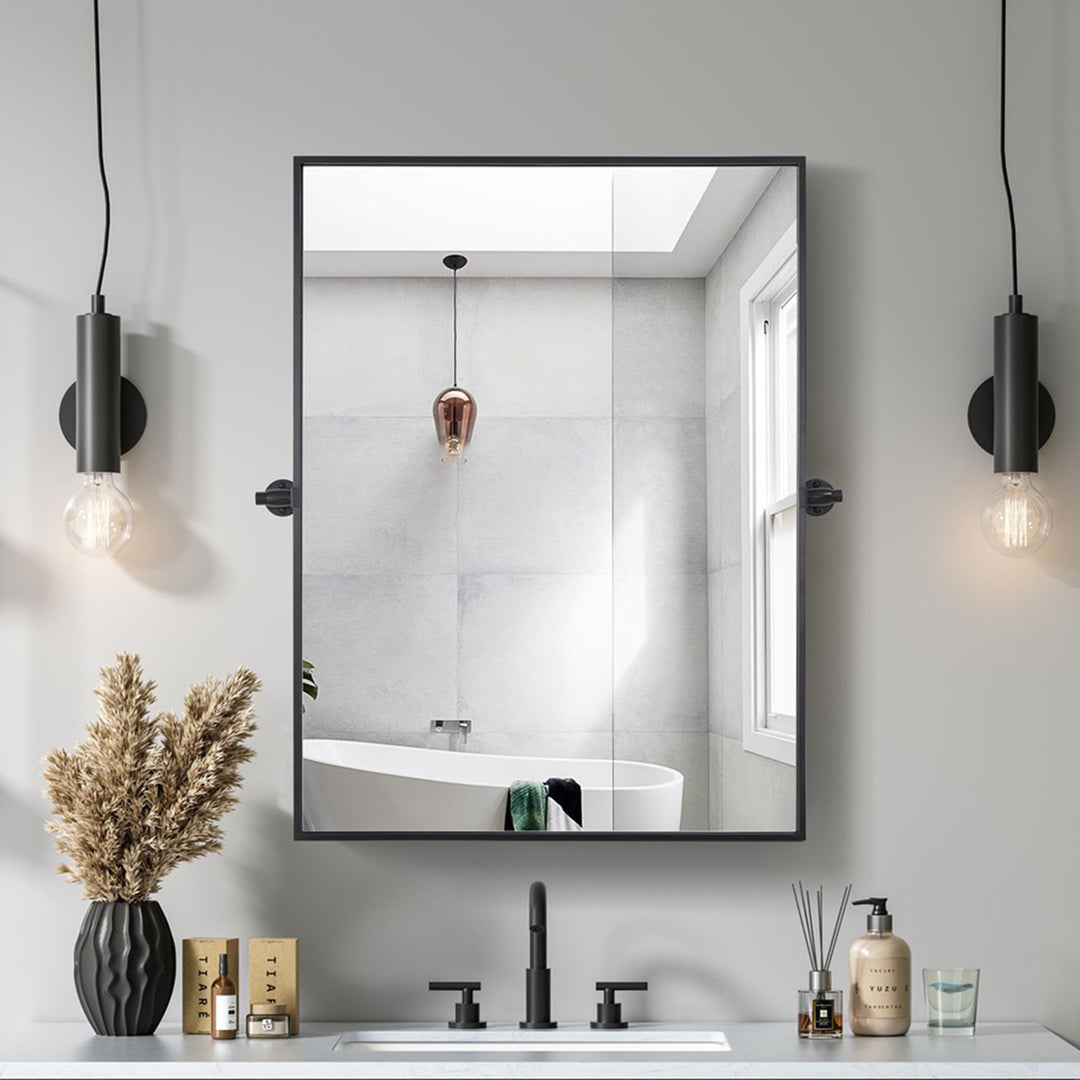 27X36 Pivot Mirror In Black Black Finish - DECOR by Joshua Marshal