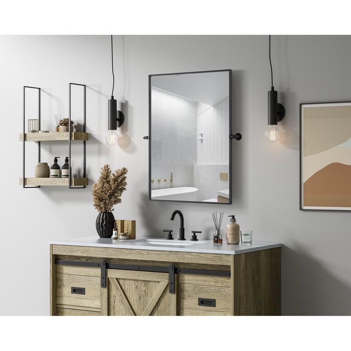 27X36 Pivot Mirror In Black - View 2 - Joshua Marshal
