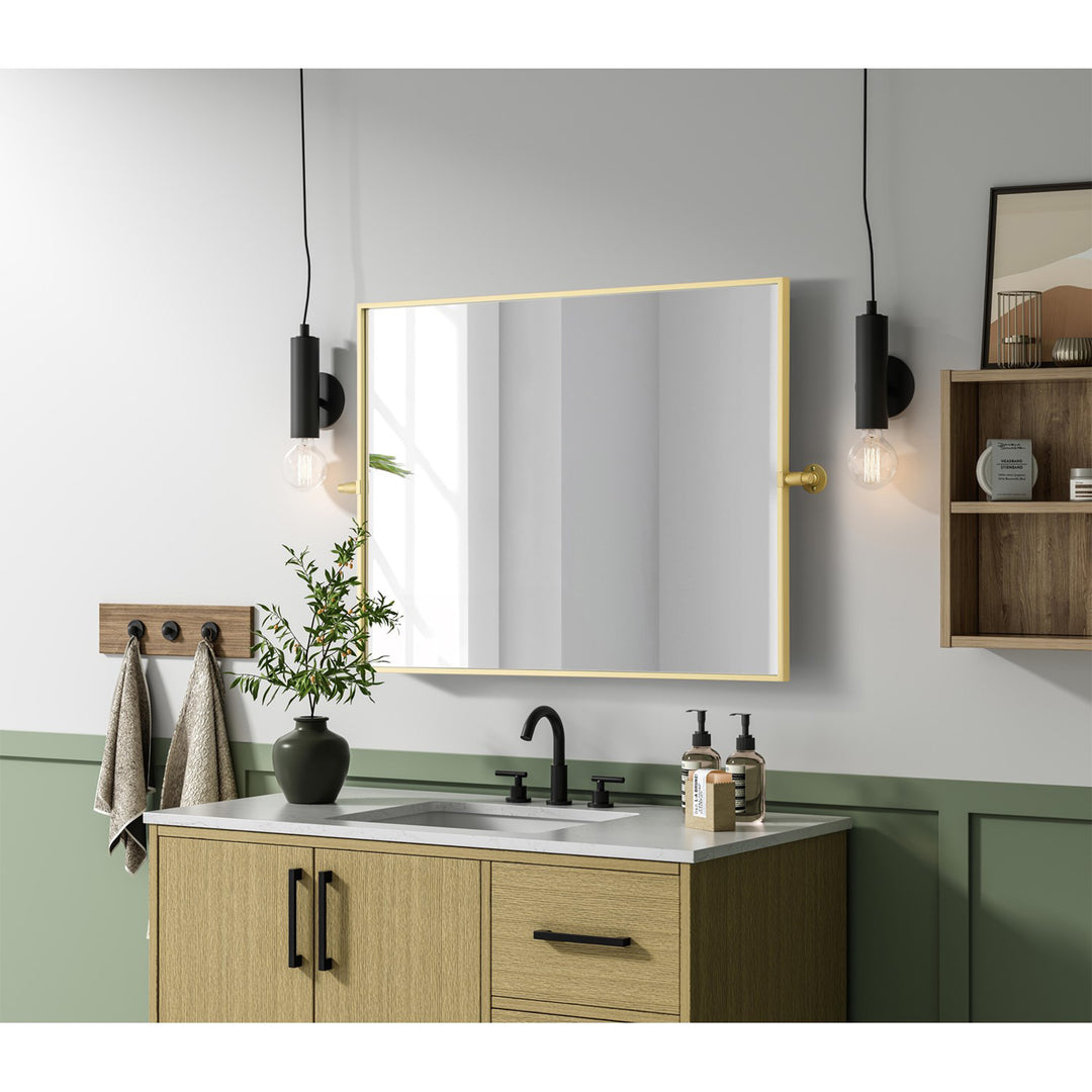 27X36 Pivot Mirror In Brass - View 2 - Joshua Marshal