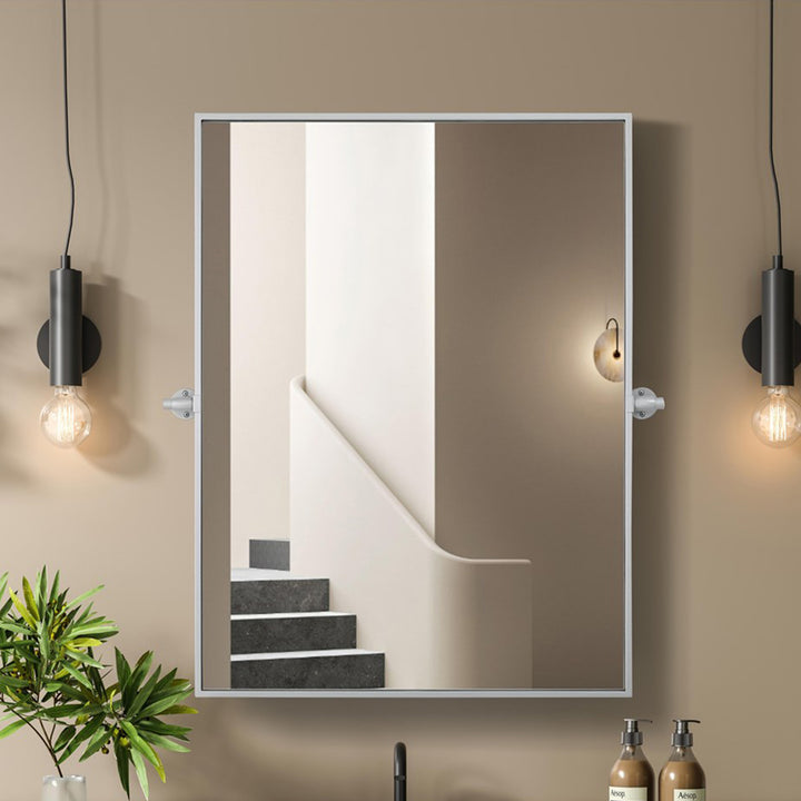 27X36 Pivot Mirror In Silver Silver Finish - DECOR by Joshua Marshal