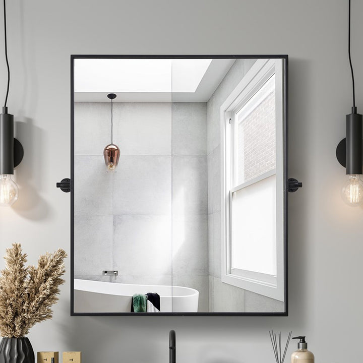 30X36 Pivot Mirror In Black Black Finish - DECOR by Joshua Marshal