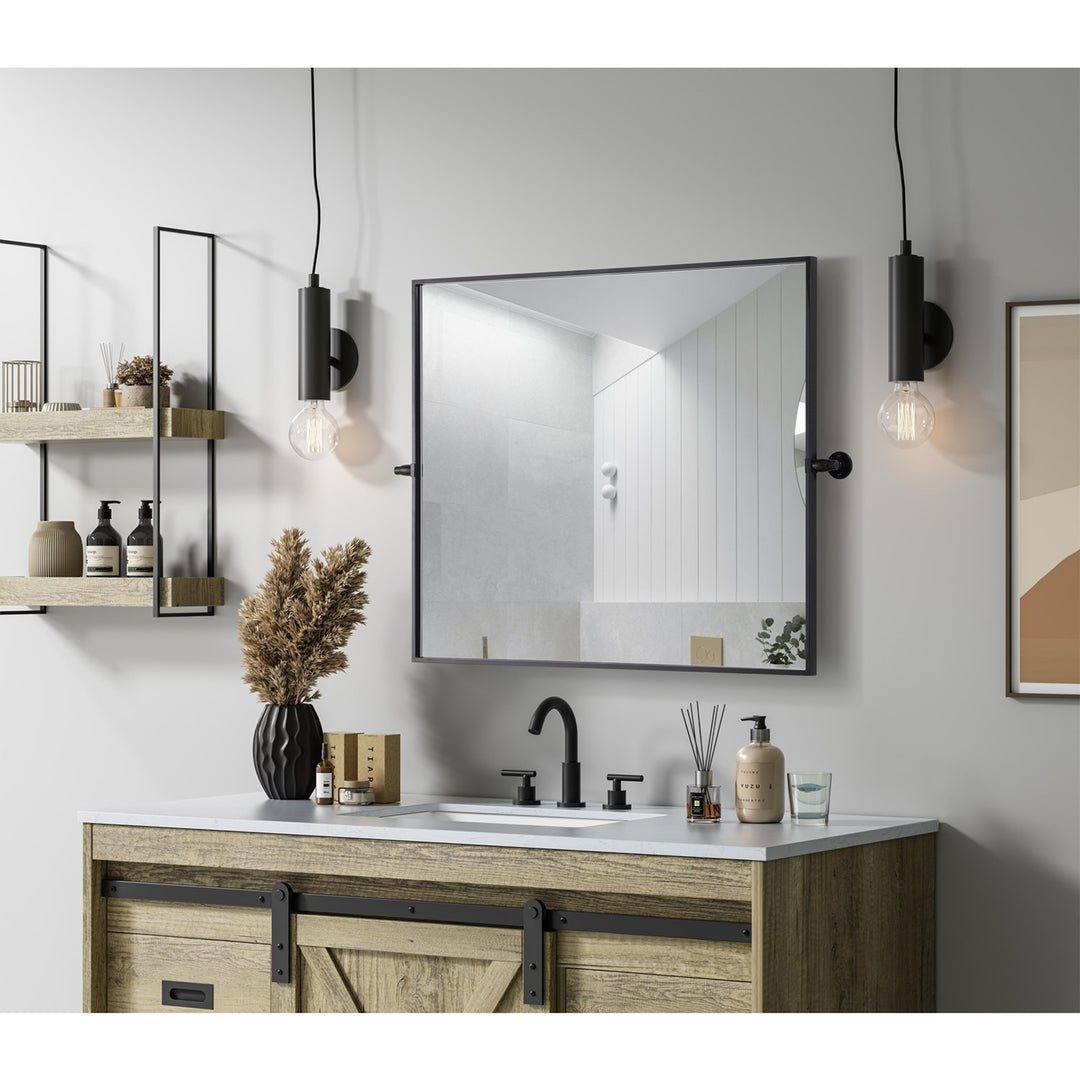 30X36 Pivot Mirror In Black - View 2 - Joshua Marshal