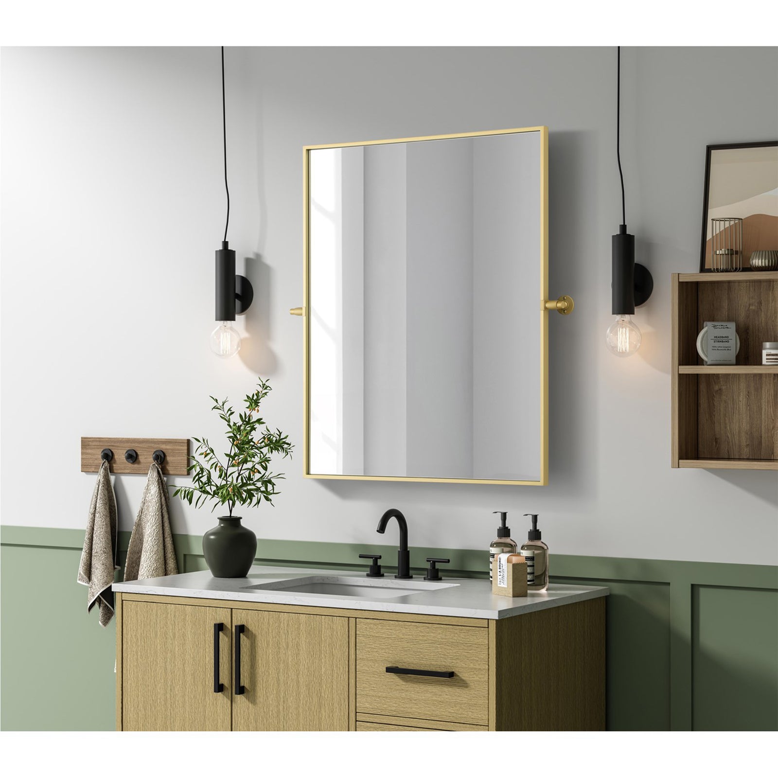 30X36 Pivot Mirror In Brass - View 2 - Joshua Marshal