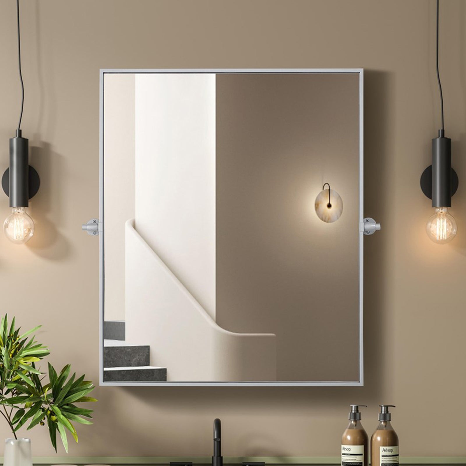 30X36 Pivot Mirror In Silver Silver Finish - DECOR by Joshua Marshal