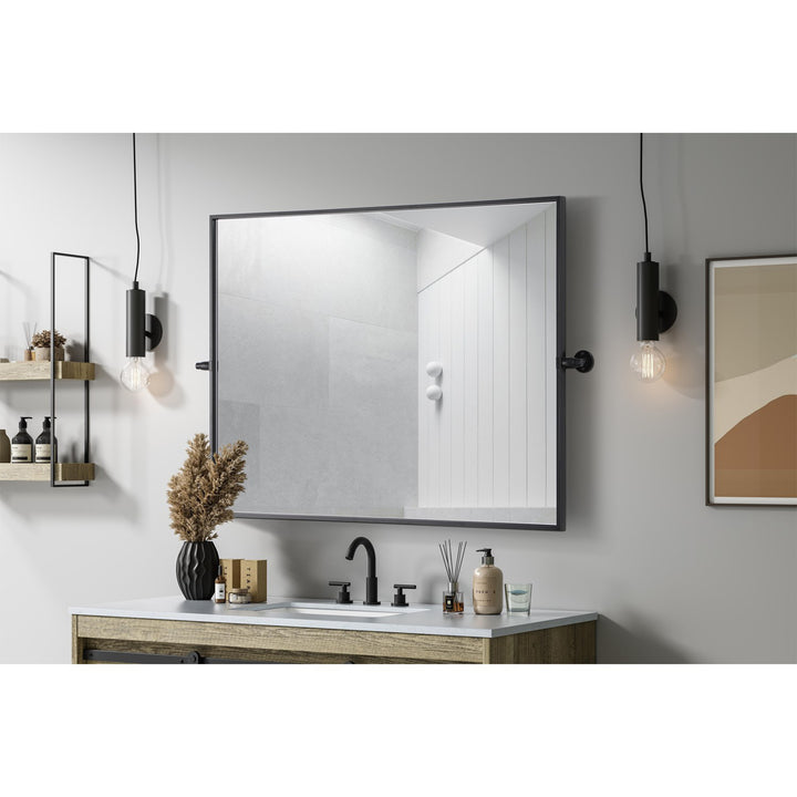 40X30 Pivot Mirror In Black - View 2 - Joshua Marshal