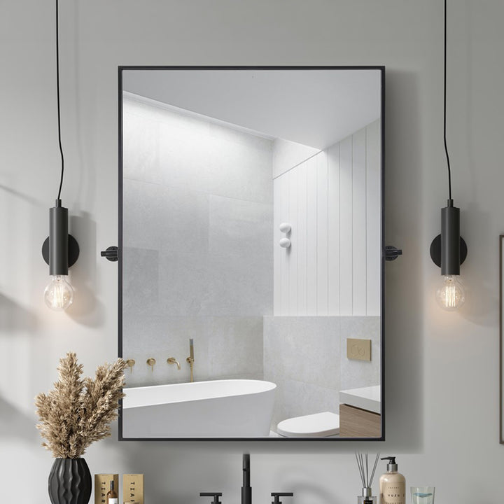 48X30 Pivot Mirror In Black Black Finish - DECOR by Joshua Marshal