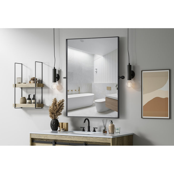 48X30 Pivot Mirror In Black - View 2 - Joshua Marshal