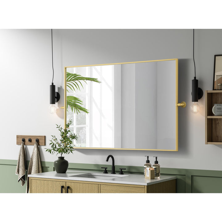 48X30 Pivot Mirror In Brass - View 2 - Joshua Marshal
