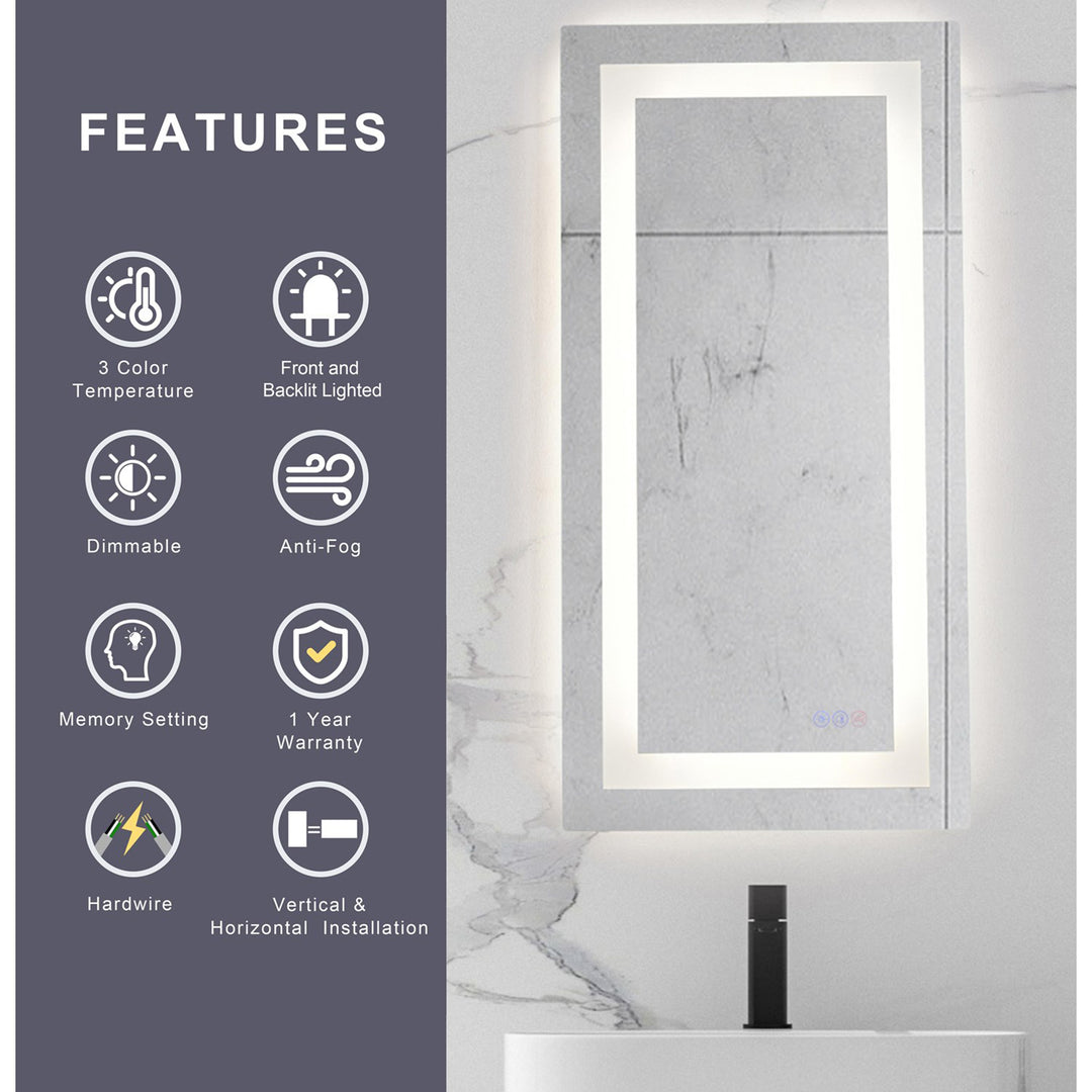 30X20 Led Mirror, Adjustable Color 3000K/4200K/6400K - View 6 - Joshua Marshal