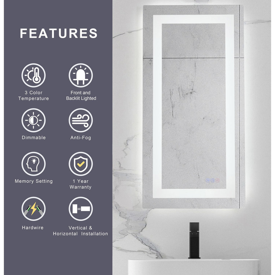 30X24 Led Mirror, Adjustable Color 3000K/4200K/6400K - View 6 - Joshua Marshal