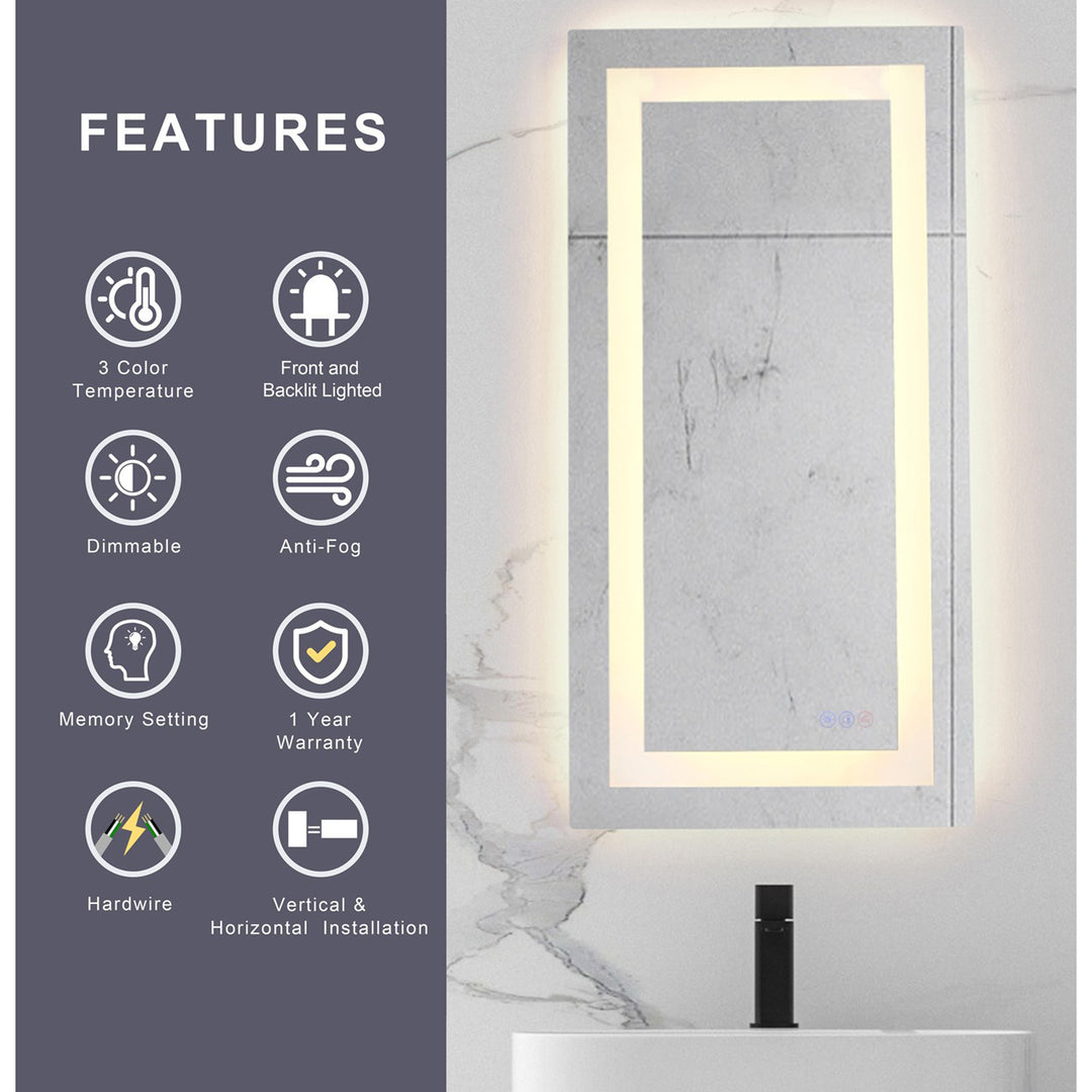 36X24 Led Mirror, Adjustable Color 3000K/4200K/6400K - View 6 - Joshua Marshal