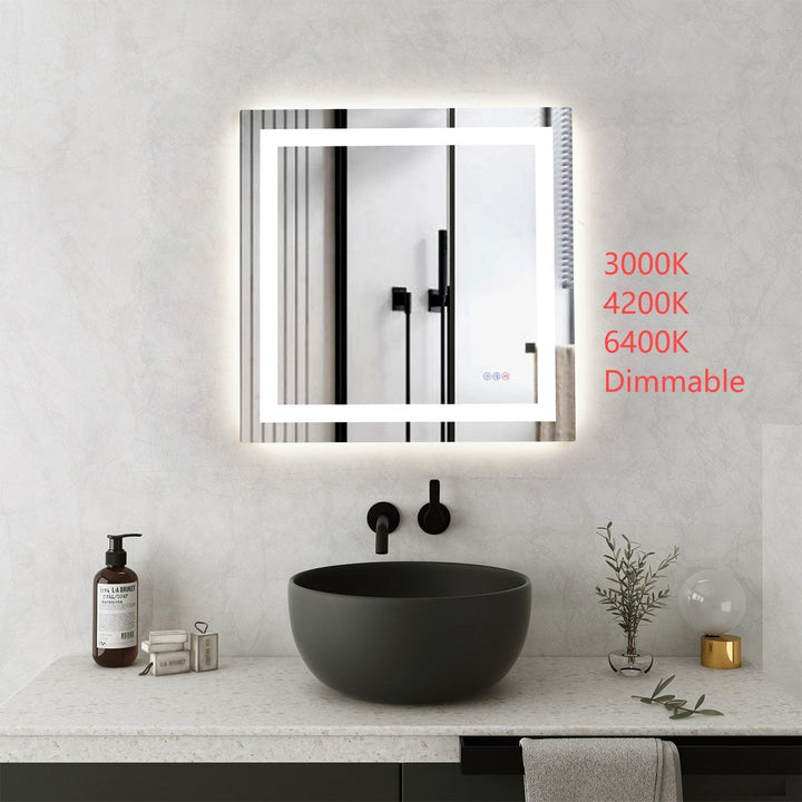30X30 Led Mirror, Adjustable Color 3000K/4200K/6400K - View 2 - Joshua Marshal