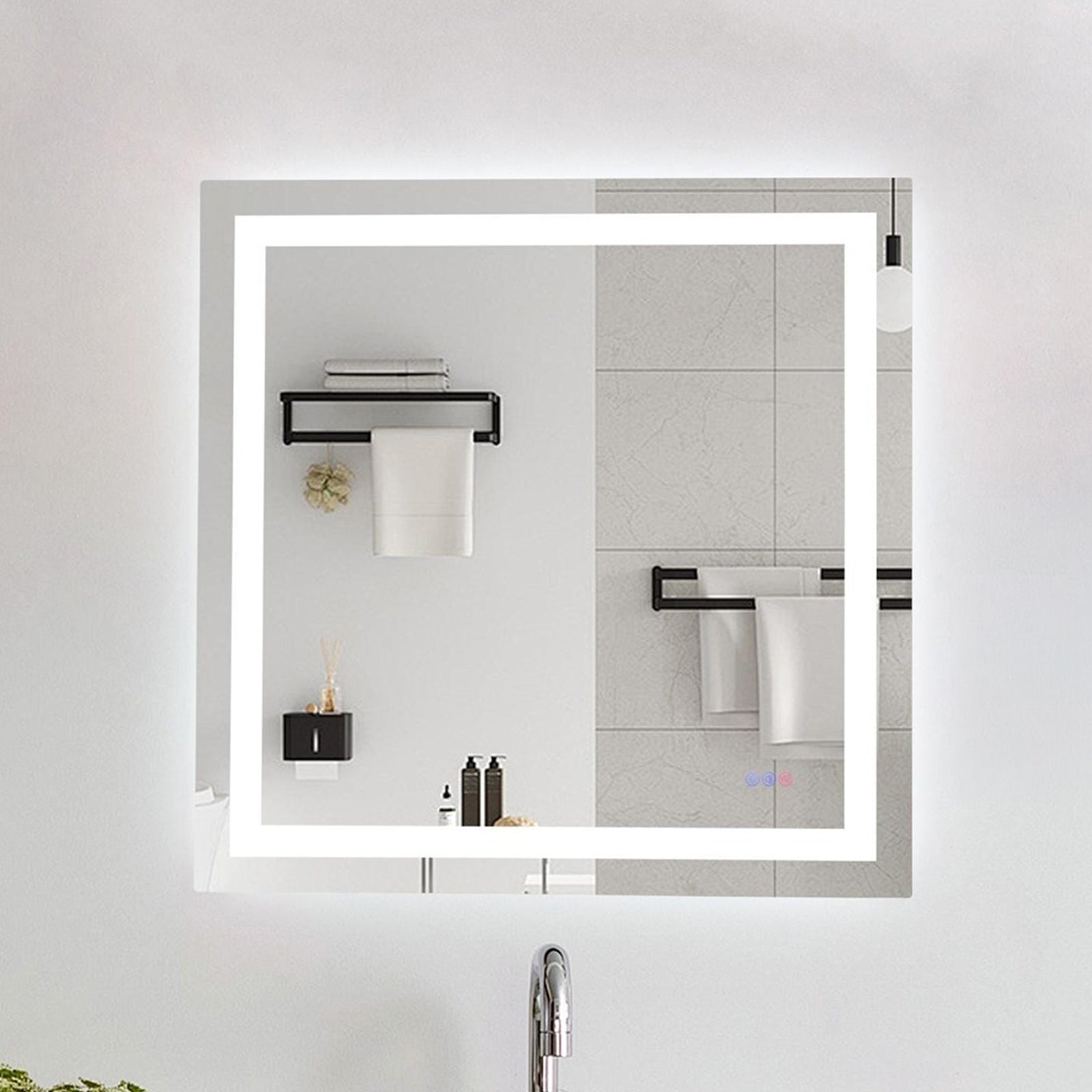 36X36 Led Mirror, Adjustable Color 3000K/4200K/6400K White Finish - DECOR by Joshua Marshal