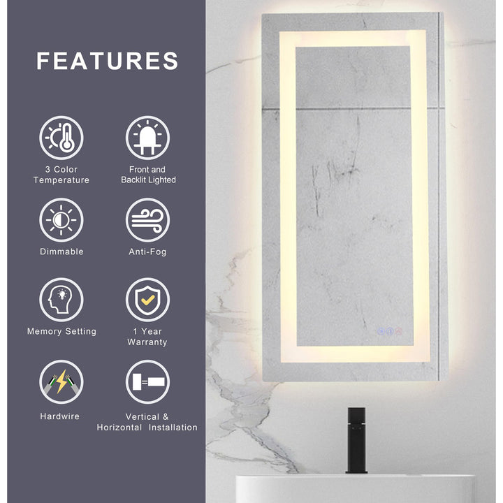 40X36 Led Mirror, Adjustable Color 3000K/4200K/6400K - View 4 - Joshua Marshal