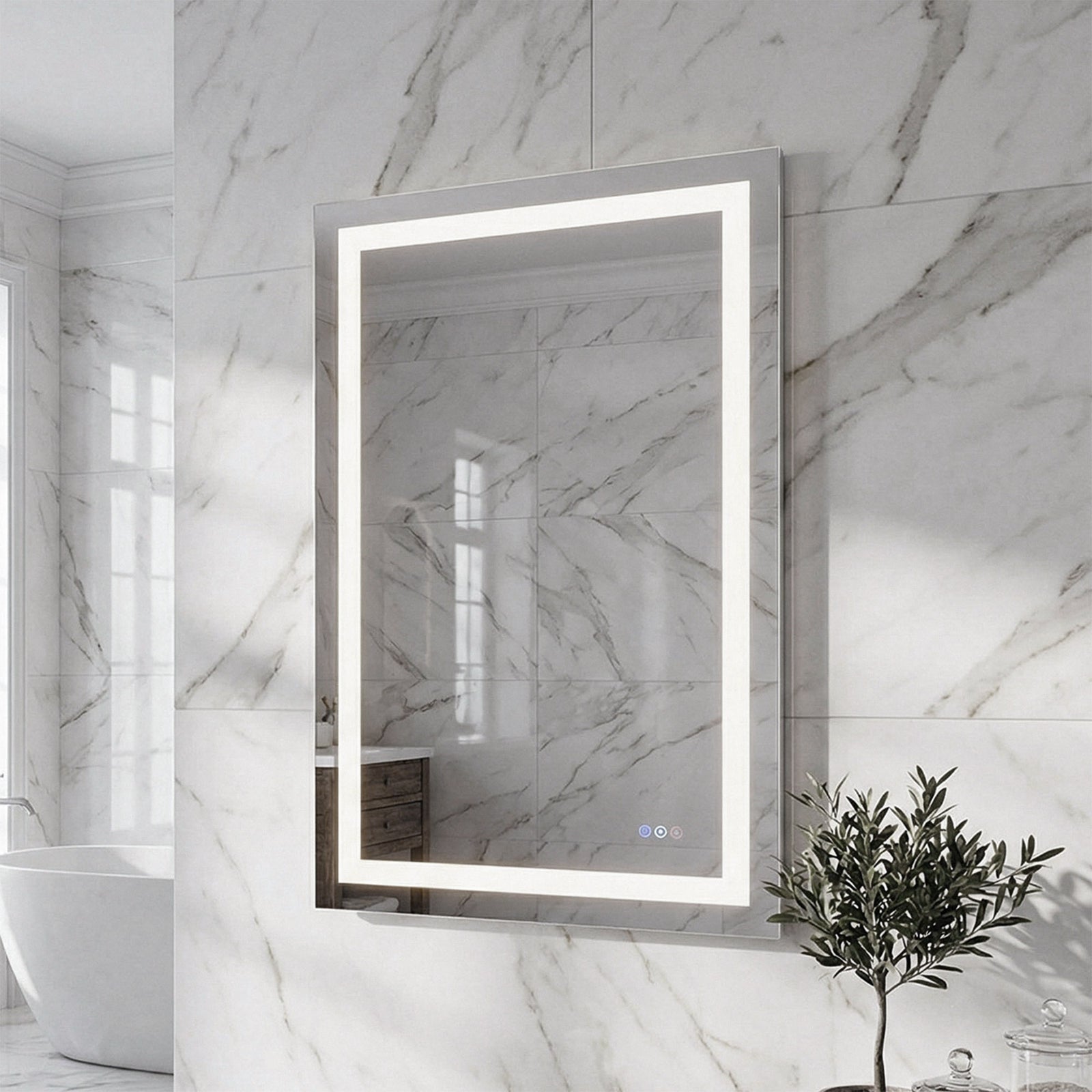 48X36 Led Mirror, Adjustable Color 3000K/4200K/6400K White Finish - DECOR by Joshua Marshal