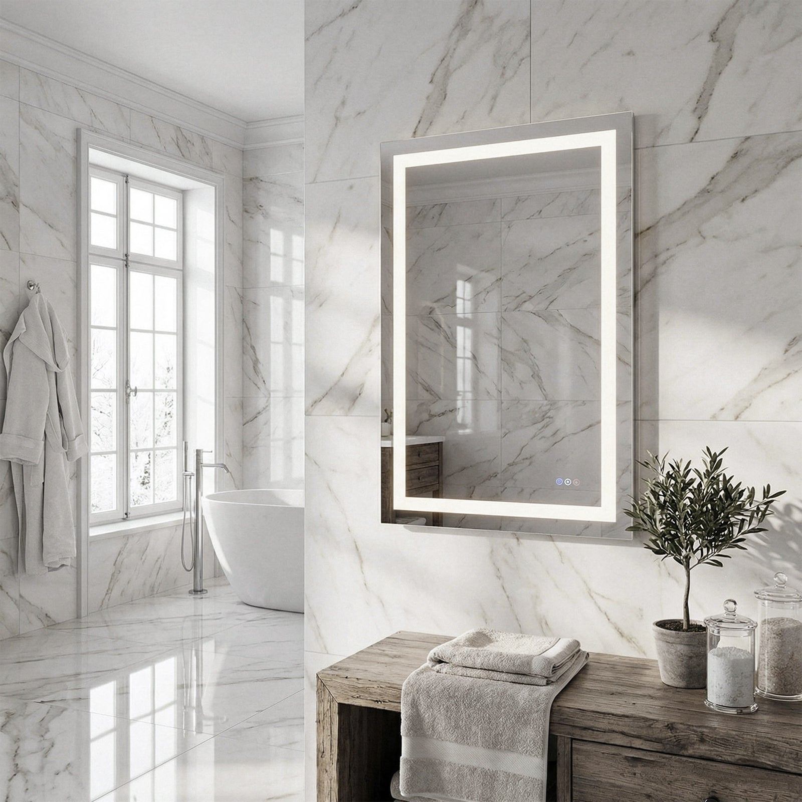 48X36 Led Mirror, Adjustable Color 3000K/4200K/6400K - View 2 - Joshua Marshal