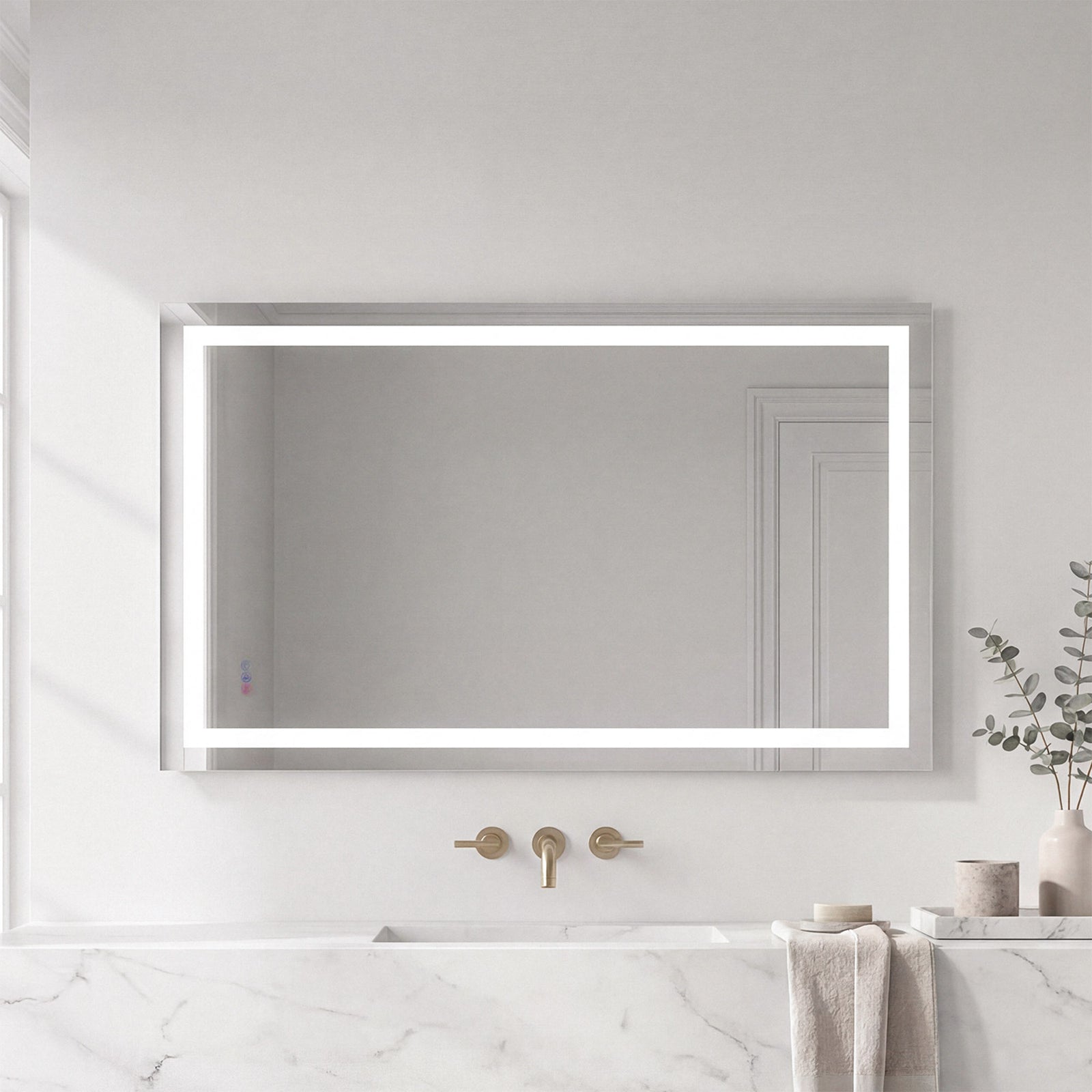 60X36 Led Mirror, Adjustable Color 3000K/4200K/6400K White Finish - DECOR by Joshua Marshal