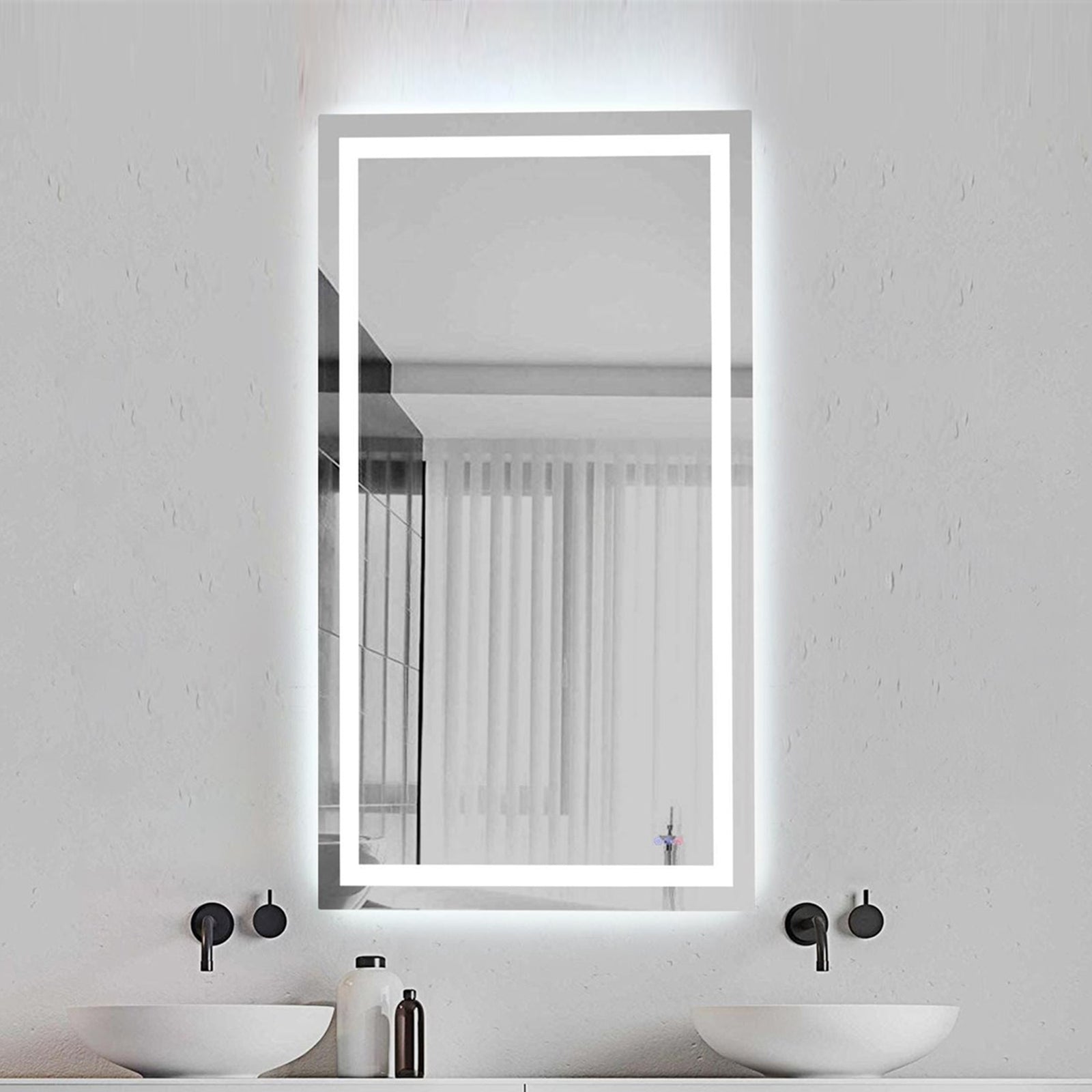 72X36 Led Mirror, Adjustable Color 3000K/4200K/6400K White Finish - DECOR by Joshua Marshal