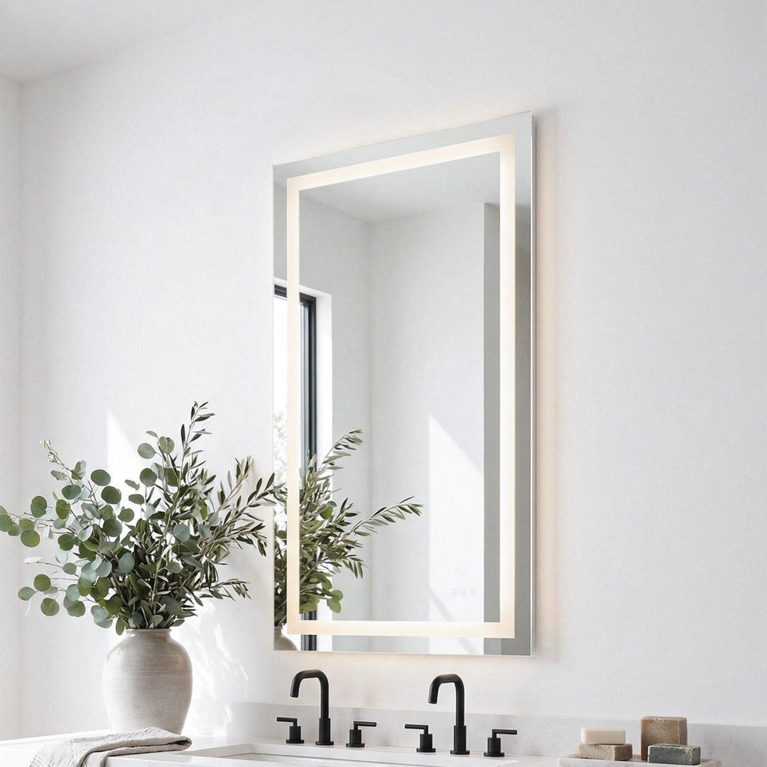 60X42 Led Mirror, Adjustable Color 3000K/4200K/6400K White Finish - DECOR by Joshua Marshal