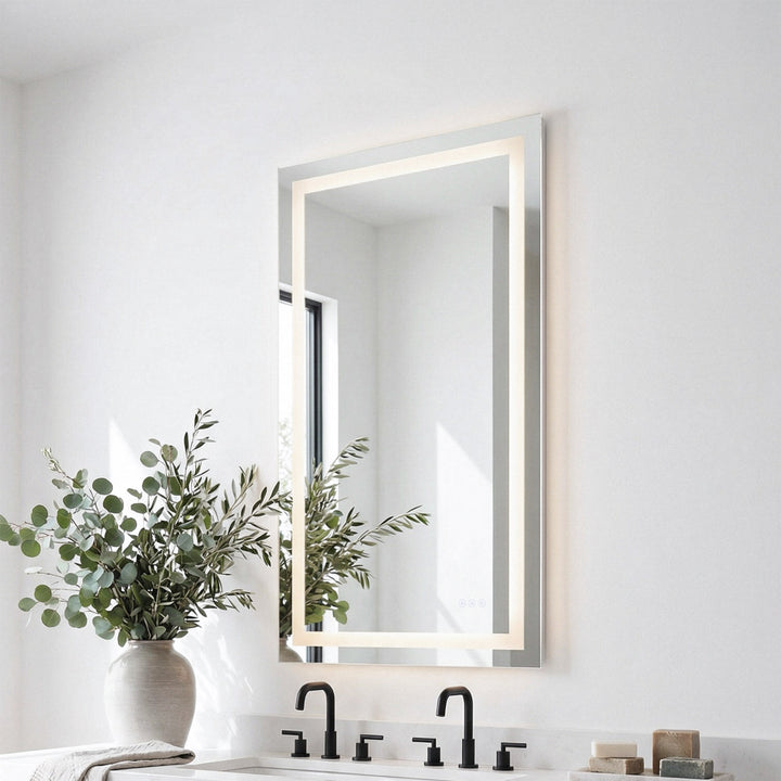60X42 Led Mirror, Adjustable Color 3000K/4200K/6400K White Finish - DECOR by Joshua Marshal