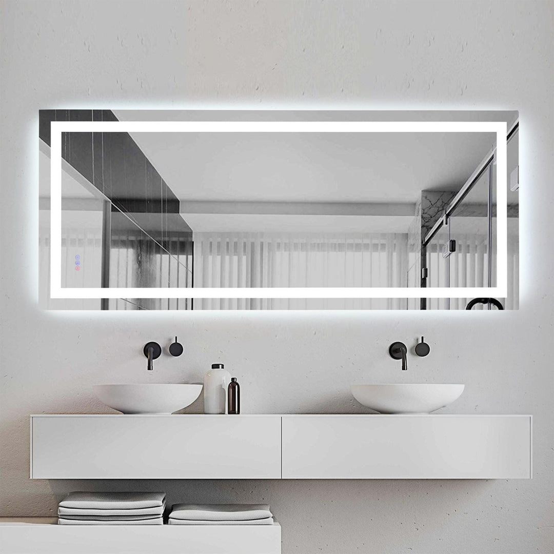 72X42 Led Mirror, Adjustable Color 3000K/4200K/6400K White Finish - DECOR by Joshua Marshal