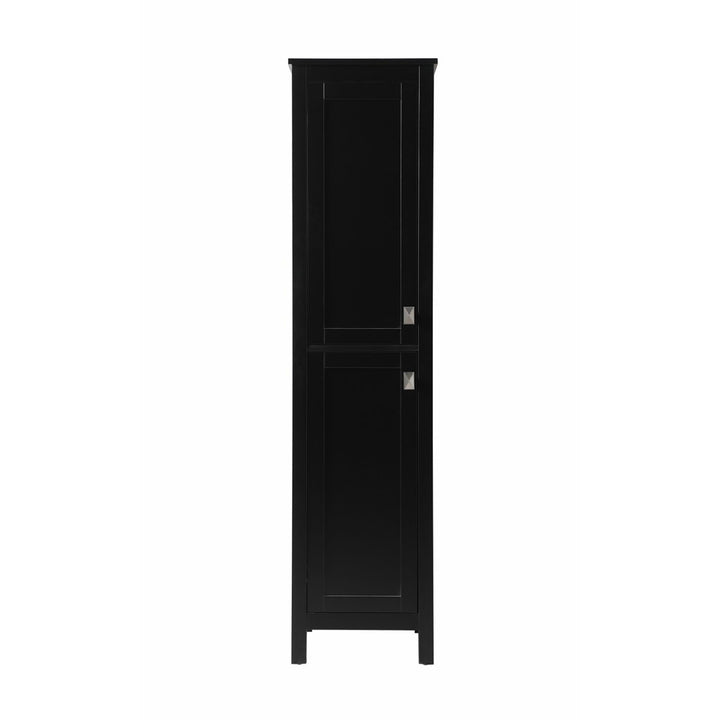 16 Inch Wide Bathroom Linen Storage Freestanding Cabinet In Black - View 3 - Joshua Marshal
