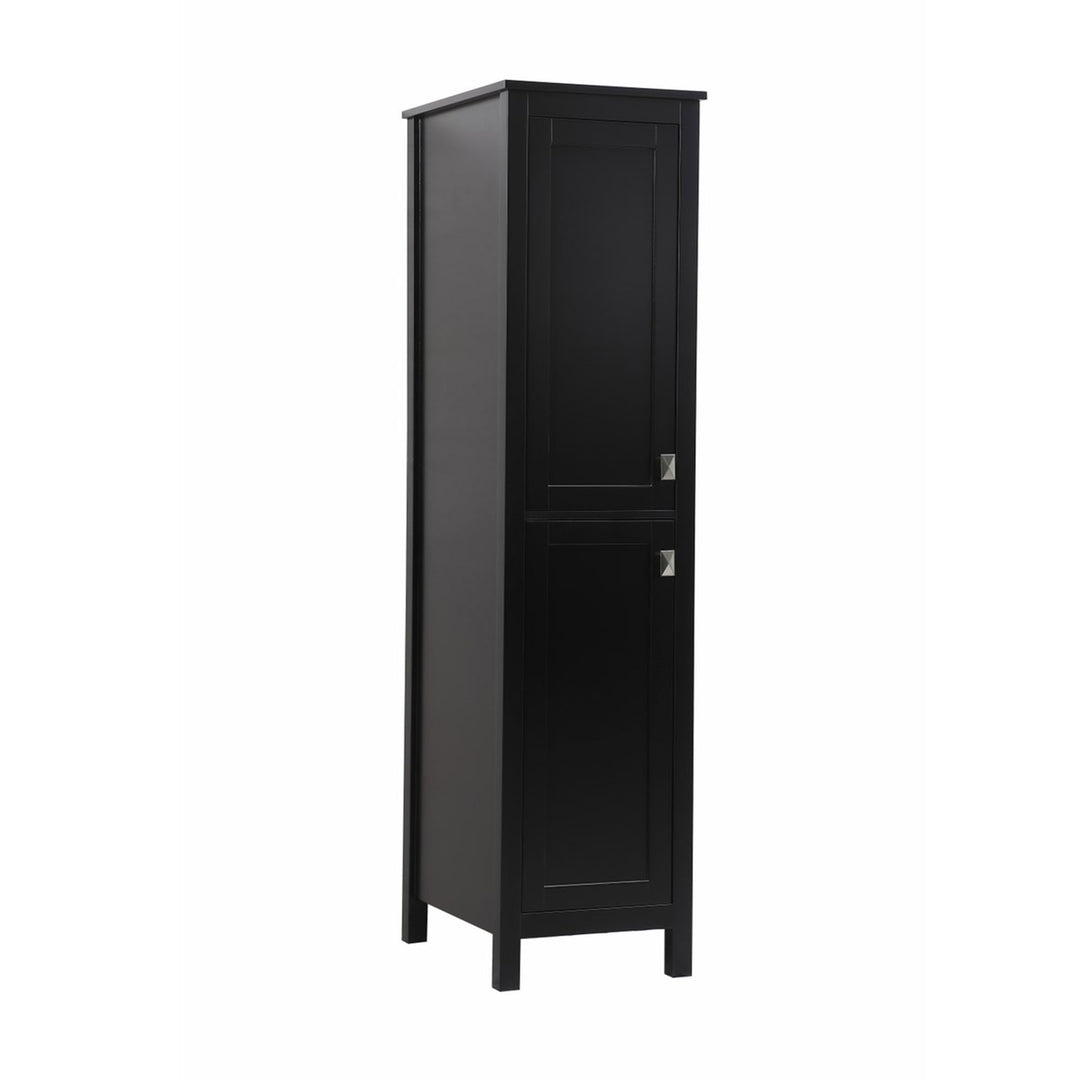 16 Inch Wide Bathroom Linen Storage Freestanding Cabinet In Black - View 4 - Joshua Marshal