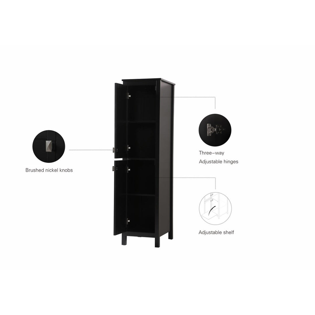 16 Inch Wide Bathroom Linen Storage Freestanding Cabinet In Black - View 6 - Joshua Marshal