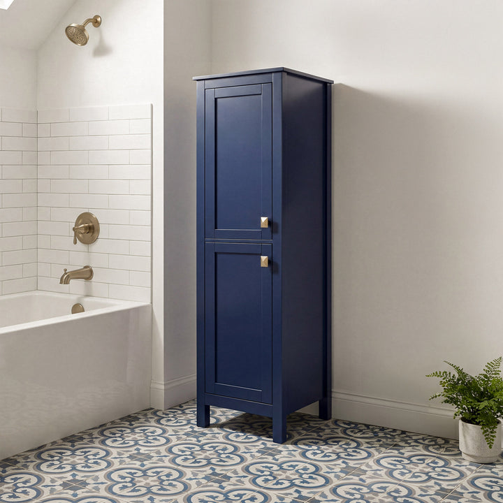 16 Inch Wide Bathroom Linen Storage Freestanding Cabinet In Blue Blue Finish - KITCHEN & BATH by Joshua Marshal