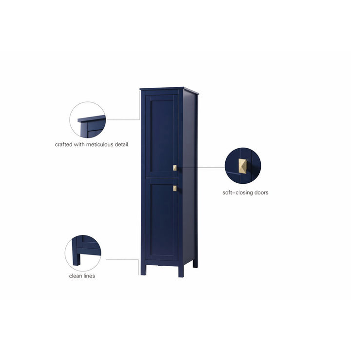 16 Inch Wide Bathroom Linen Storage Freestanding Cabinet In Blue - View 5 - Joshua Marshal
