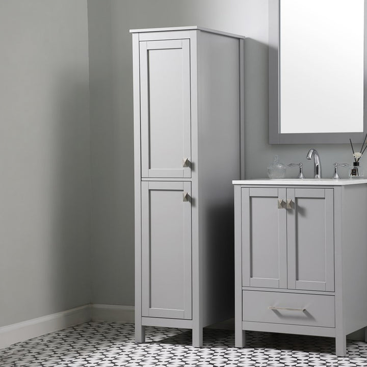 16 Inch Wide Bathroom Linen Storage Freestanding Cabinet In Grey Grey Finish - KITCHEN & BATH by Joshua Marshal