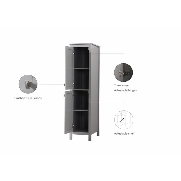 16 Inch Wide Bathroom Linen Storage Freestanding Cabinet In Grey - View 6 - Joshua Marshal