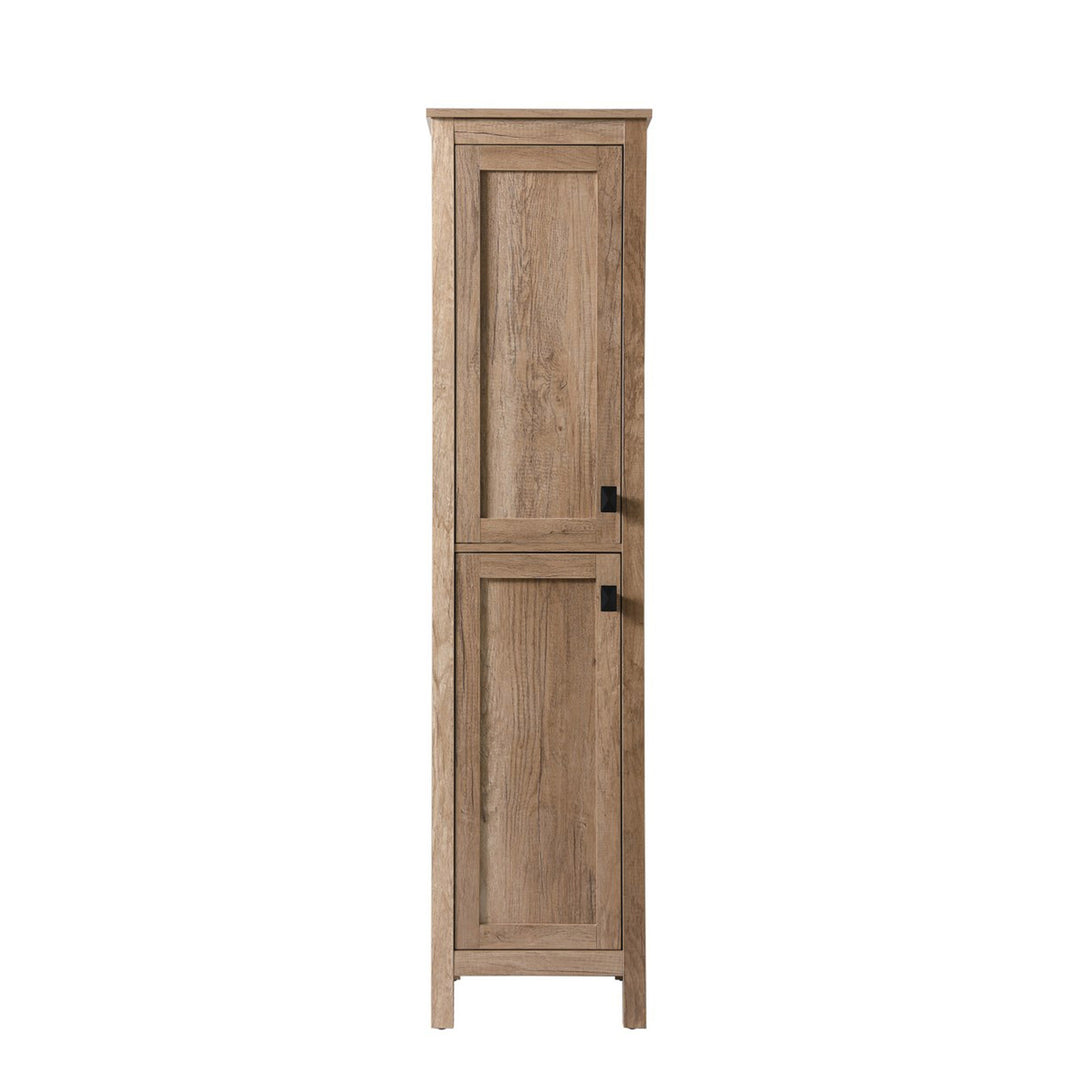16 Inch Wide Bathroom Linen Storage Freestanding Cabinet In Natural Oak - View 3 - Joshua Marshal