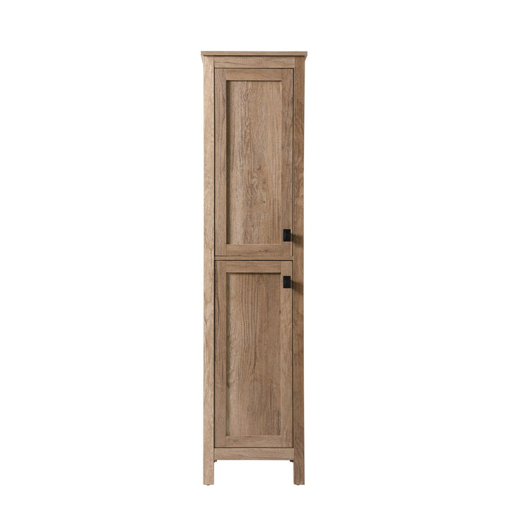 16 Inch Wide Bathroom Linen Storage Freestanding Cabinet In Natural Oak - View 3 - Joshua Marshal