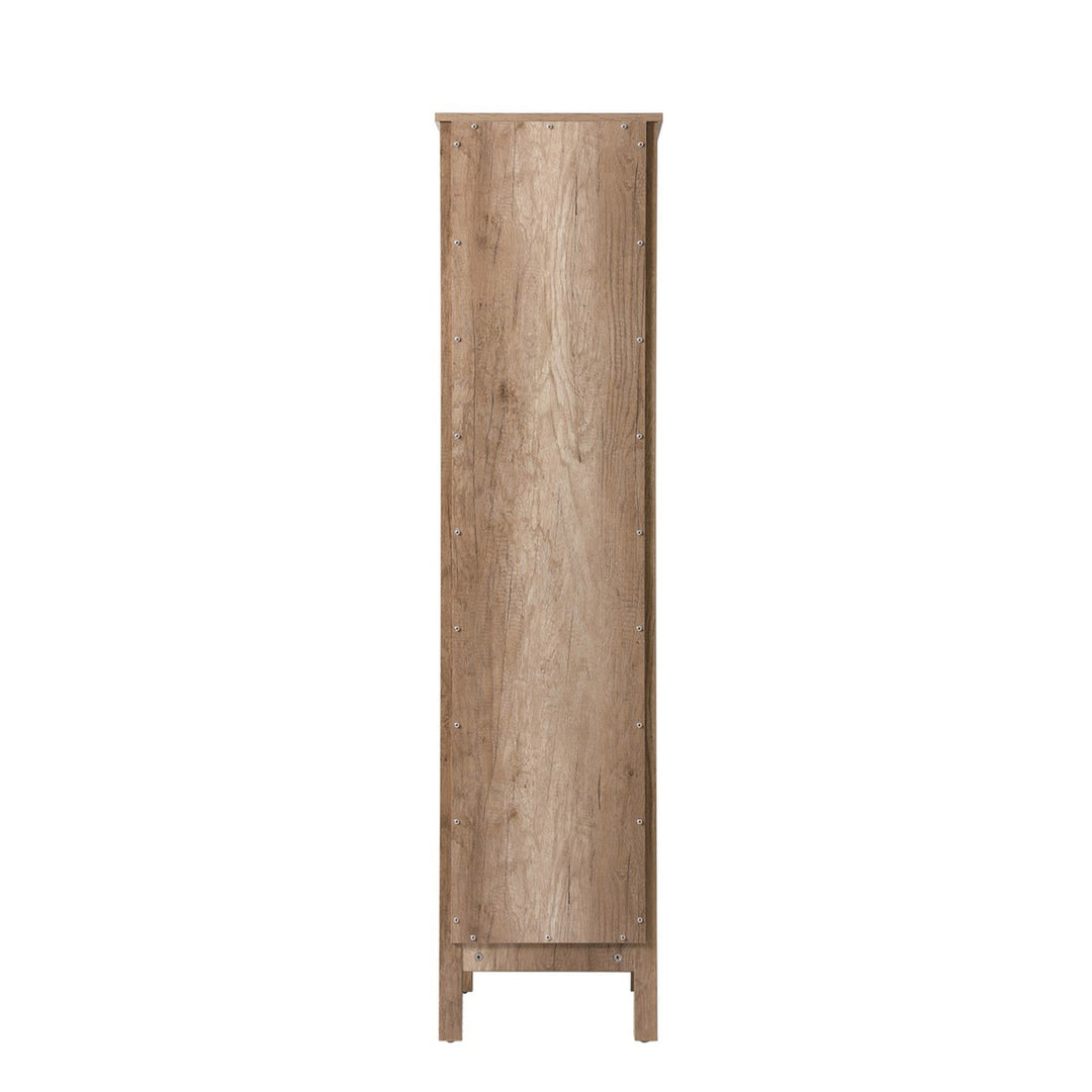 16 Inch Wide Bathroom Linen Storage Freestanding Cabinet In Natural Oak - View 5 - Joshua Marshal