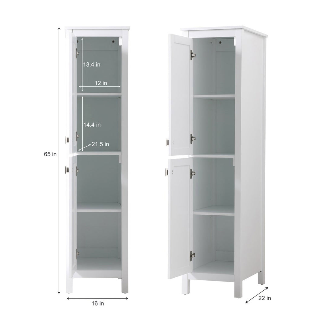 16 Inch Wide Bathroom Linen Storage Freestanding Cabinet In White - View 4 - Joshua Marshal