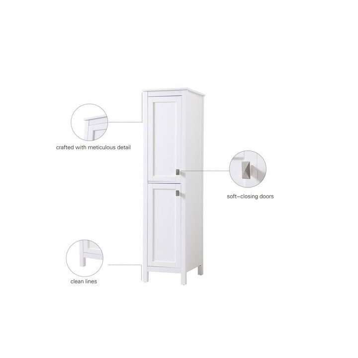 16 Inch Wide Bathroom Linen Storage Freestanding Cabinet In White - View 5 - Joshua Marshal