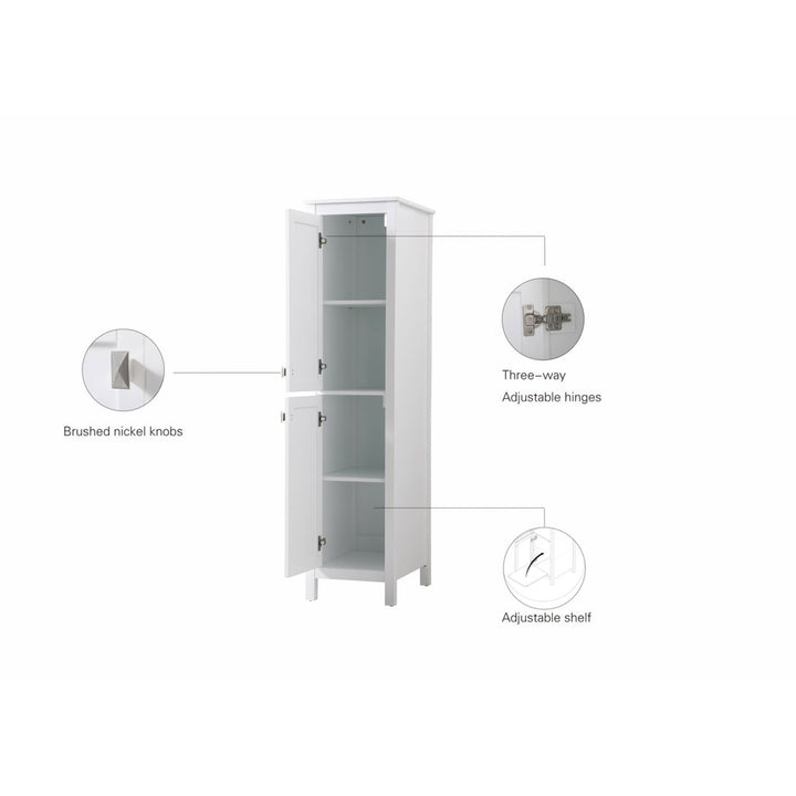 16 Inch Wide Bathroom Linen Storage Freestanding Cabinet In White - View 6 - Joshua Marshal