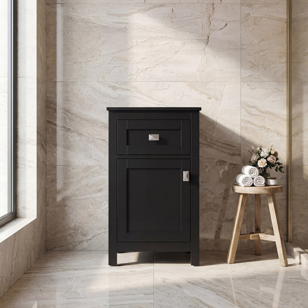 18 Inch Wide Bathroom Storage Freedstanding Cabinet In Black Black Finish - KITCHEN & BATH by Joshua Marshal